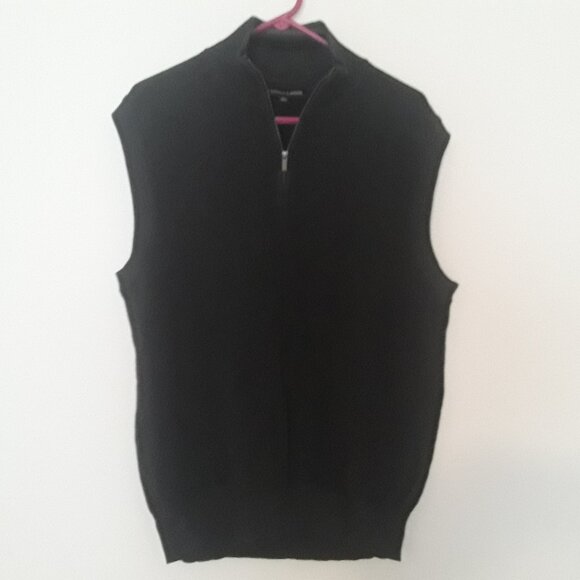 Tricots St. Raphael Mens size XL black sleeveless zipper sweater vest - Picture 1 of 3